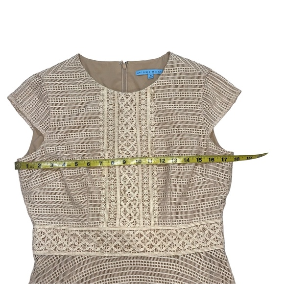 Antonio Melani Women's Cap Sleeve Tan Knit/Crochet Midi Flare Dress Sz 8 NWT - Picture 8 of 11